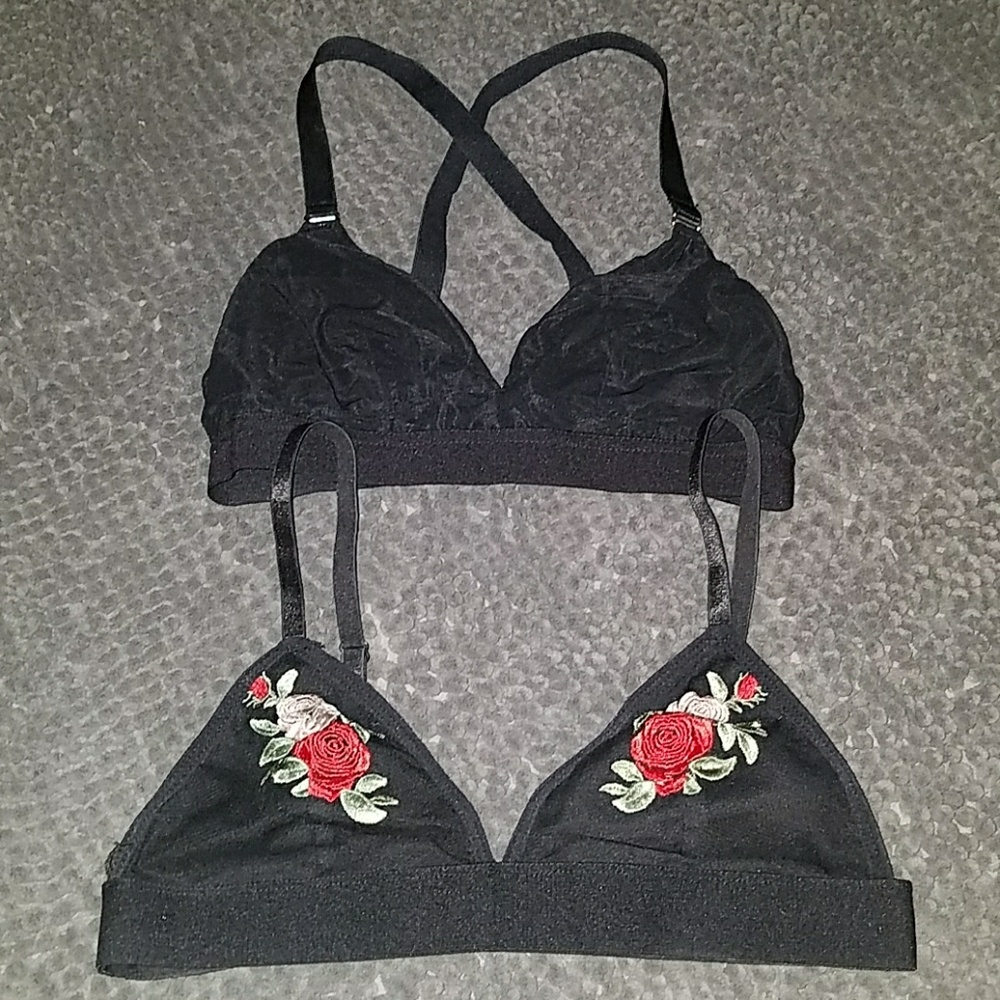 Two sheer bralettes